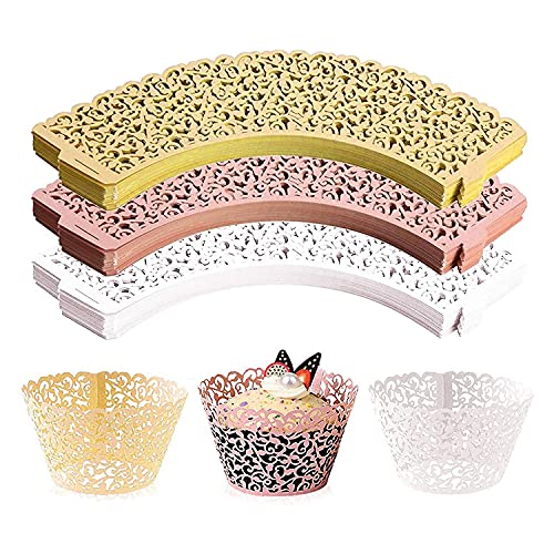 Otueidnsy 150Stück Cupcake Spitze Cupcake Liner Cupcake Papers Cupcake Cups HüLlen für Hochzeit Geburtstag Decor von Otueidnsy