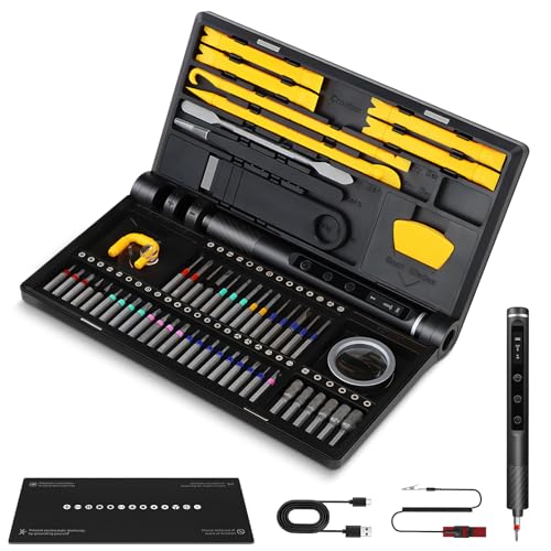 Präzisionsschraubendreher Set Elektrisch, 71-in-1 Werkstation mit 5 Drehzahlstufen (60-180 U/min) 2 Drehmomenten (0.1-0.5 N·m/3 N·m) S2-Stahl Bits Typ-C precision screwdriver set für Handy Laptop von Otufan