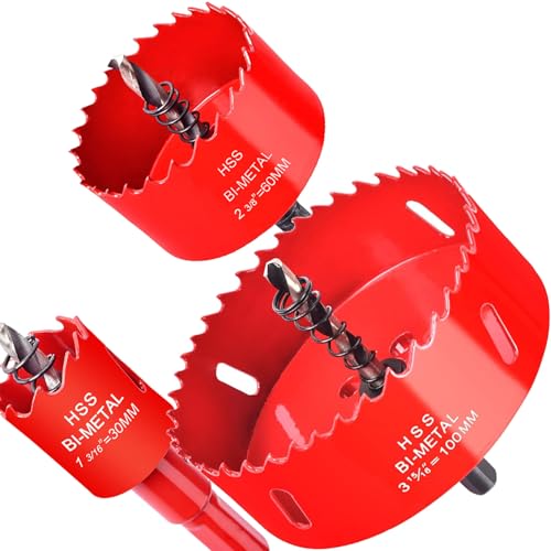 Otutefo Bi-Metall Lochsäge Set, Bohrkrone für Holz, Kunststoff, UPVC, MDF und Gipskarton, dünne Metallbleche, Langlebiger Dosenbohrer (30 mm, 60 mm, 100 mm/je einer) von Otutefo
