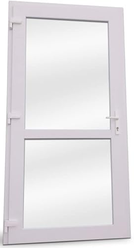 Otwarte PVC Außentür. PVC-Tür für Geschäft, Balkon, Haus, Wirtschaft. 4 Farben: Anthrazit, Goldeiche, Walnuss, weiß (100x200 linke Tür, weiß), PCV von Otwarte