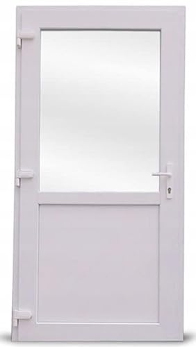 Otwarte PVC Außentür. PVC-Tür für Geschäft, Balkon, Haus, Wirtschaft. 4 Farben: Anthrazit, Goldeiche, Walnuss, weiß (110x210 linke Tür, weiß) von Otwarte