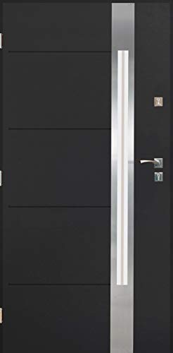Stahltür Außentür Wohnungseingangstür Pantor 55mm Sofia 02 Größe 90 (Anthrazit, [90] 990 x 2068 mit einem Türrahmen Links) von Otwarte
