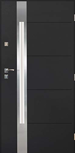 Stahltür Außentür Wohnungseingangstür Pantor 55mm Sofia 02 Größe 90 (Anthrazit, [90] 990 x 2068 mit einem Türrahmen Rechts) von Otwarte