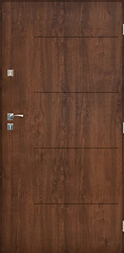 Stahltür Außentür Wohnungseingangstür Pantor 55mm Sofia Größe 90 (nuss, [90] 990 x 2068 mit einem Türrahmen Rechts) von Otwarte