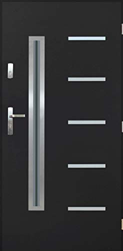Tür KanKan 01 mit Glas Nano Advance Haustür Stahltür Eingangstür Anthrazit (Anthrazit, [90] 990 x 2065 mit einem Türrahmen Rechts) von Otwarte