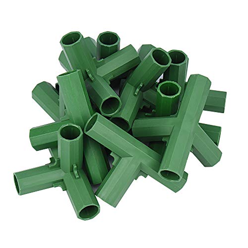 10 Stück Gewächshausrahmen Steckverbinder Pflanzpfähle Zaunrohrverbinder Gewächshaus Gebäude Rasenstützen (16mm, Rechter Winkel 4 Wege) von Otzoan