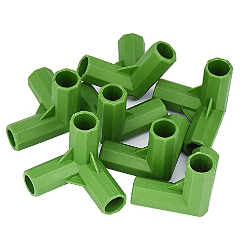 Otzoan 10 Stück Gewächshausrahmen Steckverbinder Pflanzpfähle Zaunrohrverbinder Gewächshaus Gebäude Rasenstützen (11mm, Rechter Winkel 3 Wege) von Otzoan