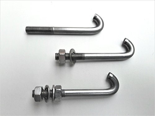 10 Stück Zaunschraube 100mm Edelstahl M8 mit 2 Muttern und 2 Unterlegscheiben Hakenschraube von OuM