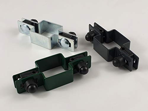 2 Stück Mittelschelle quadratisch im SET 40x40mm graphit für Ø4mm Draht, Zaunschelle von OuM