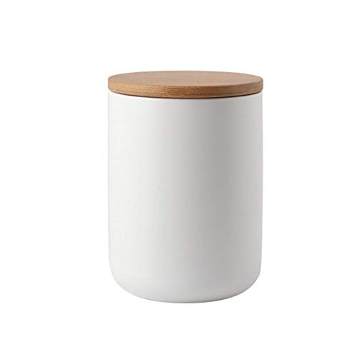 Keramik Vorratsdosen, Aufbewahrungsdose Frischhaltedose mit Bambusdeckel und Silikonring (Weiß,27.05oz/800ml) von OuYee