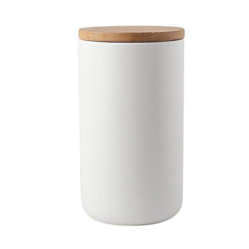 Keramik Vorratsdosen, Aufbewahrungsdose Frischhaltedose mit Bambusdeckel und Silikonring (Weiß,33.81oz/1000ml) von OuYee