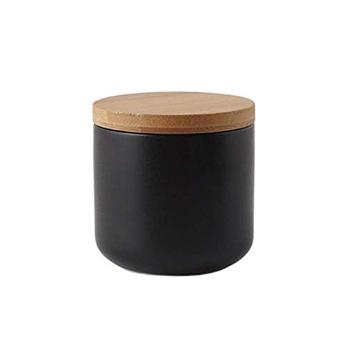 Keramik Vorratsdosen, Aufbewahrungsdose Frischhaltedose mit Bambusdeckel und Silikonring (Schwarz,8.79oz/260ml) von OuYee