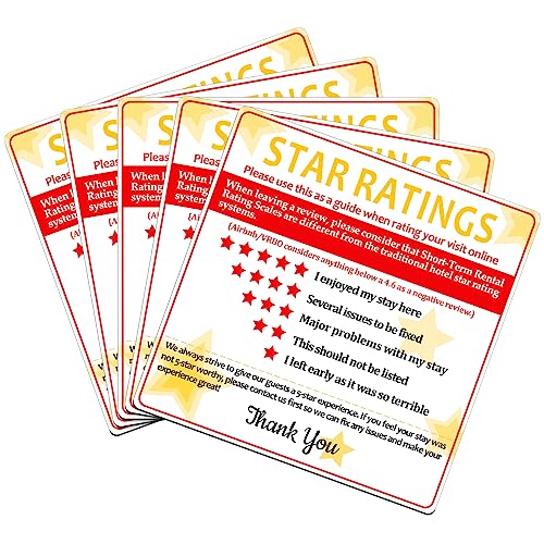 Oudain 5 Stück 5-Sterne-Bewertung Erklärungsmagnet Kurzzeitmieten (STR) Star Ratings Magnet 5 Sterne Bewertung Magnet Rating-Magnet Rating-Kühlschrankmagnet kompatibel mit Airbnb Vrbo von Oudain