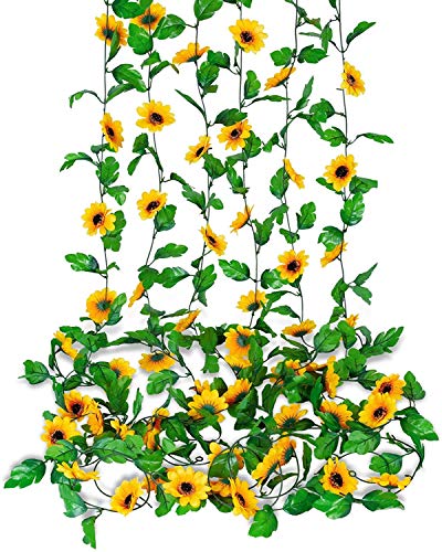 Künstliche Sonnenblumen-Girlande, 6 Stück, künstliche Blumen, Deko, künstliche Blumen, künstliche Blumen, Hochzeit, für Zuhause, Garten, Party, Wanddekoration von Ouddy Daily