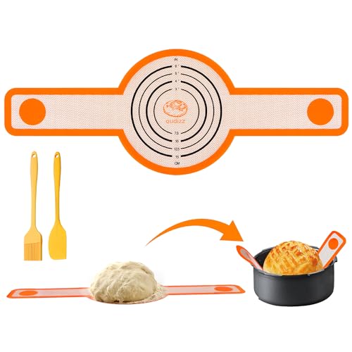 Oudizz Silikon Backmatte für Dutch Oven - Brot Backen Zubehör Mit Backmatte und Spatel - Dauerbackfolie Rund (Gelb) von Oudizz