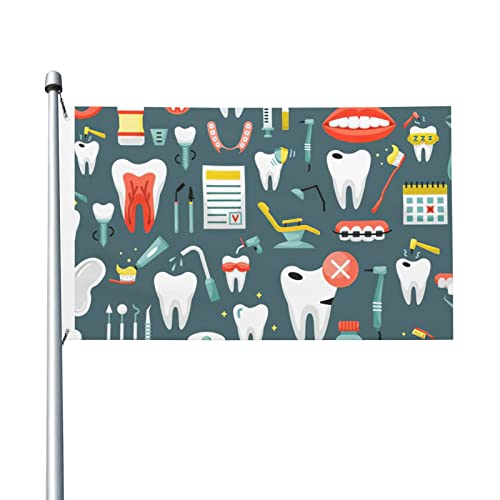 Kompatibel mit Zähnen, nahtlose Flagge, 3 x 5 Fuß, doppelseitig, für den Außenbereich, Bauernhaus, Hofschild, Garten, dekorative Flagge mit Messingösen von Oudrspo