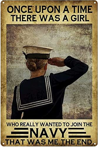 Marineblaues Metall-Blechschild im Vintage-Stil, „Once Upon A Time There was A Girl Who Really Wanted to Join The Navy, Poster, Wanddekoration für Man Cave, Bar, Café, Zuhause, Garage, Poster, Gemäld Marineblaues Metall-Blechschild im Vintage-Stil, „Once Upon A Time There was A Girl Who Really Wanted to Join The Navy, Poster, Wanddekoration für Man Cave, Bar, Café, Zuhause, Garage, Poster, Gemäld von Oudrspo