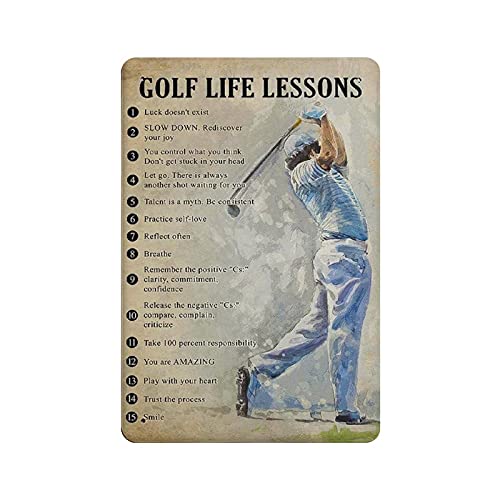 Metallblechschild Golf Life Lessons Vintage Art Poster Retro Eisenmalerei Wanddekoration Kunstgeschenk Outdoor Cafe Bar Garage Farm Dekoration 30,5 x 20,3 cm von Oudrspo