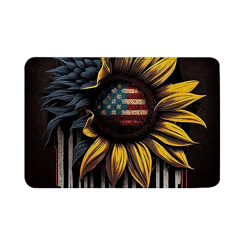 Oudrspo Badezimmermatten, Teppiche, rutschfest, waschbar, Bodenmatte, Badezimmerdekoration, Sonnenblume auf amerikanischem Flaggenmuster, Badematte, Größe 40,6 x 61 cm Oudrspo Badezimmermatten, Teppiche, rutschfest, waschbar, Bodenmatte, Badezimmerdekoration, Sonnenblume auf amerikanischem Flaggenmuster, Badematte, Größe 40,6 x 61 cm von Oudrspo