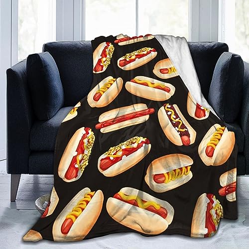 Oudrspo Fun Food Hot Dogs Decke, superweich, für Bett, Sofa, Sofa, leichte Reise, Campingdecke für Erwachsene, 152,4 x 127 cm, Microfleece, gemütliche Premium-Flanell-Fleecedecke von Oudrspo