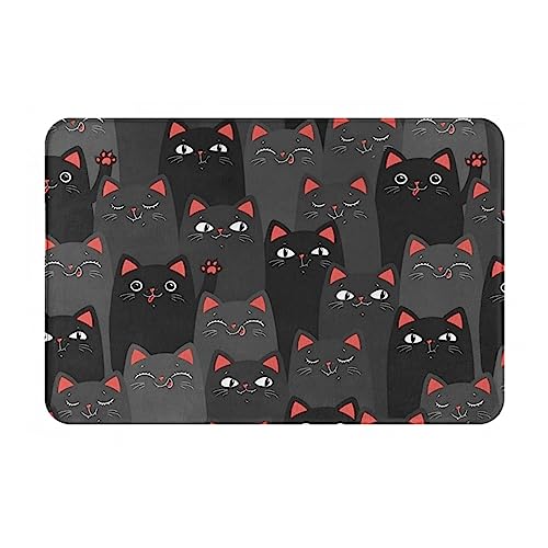 Oudrspo Fußmatte, 40,6 x 61 cm, Cartoon-Schwarze und graue Katzen, dekorative Fußmatte für den Eingangsbereich Oudrspo Fußmatte, 40,6 x 61 cm, Cartoon-Schwarze und graue Katzen, dekorative Fußmatte für den Eingangsbereich von Oudrspo