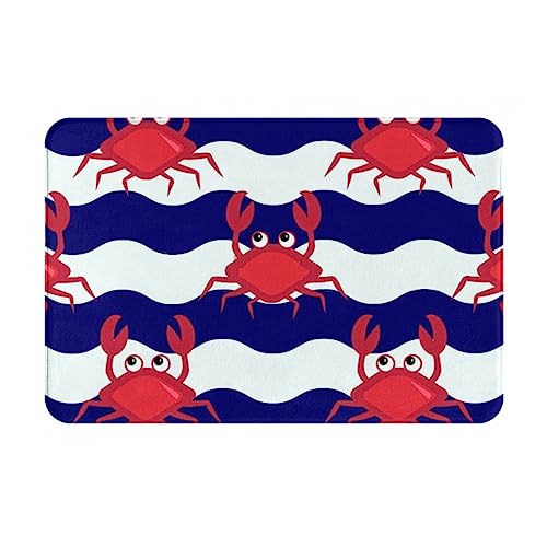 Oudrspo Fußmatte, 40,6 x 61 cm, Happy Crabs, nautisches Streifenmuster, saugfähige Schlamm-Eingangs-Bodenmatte Oudrspo Fußmatte, 40,6 x 61 cm, Happy Crabs, nautisches Streifenmuster, saugfähige Schlamm-Eingangs-Bodenmatte von Oudrspo