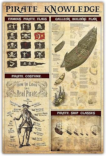 Oudrspo Metall-Blechschilder mit Piratenwissen, Vintage-Piratenkostüm, Infografik-Poster, Piraten-Referenzhandbuch, Plaketten für Club, Bar, Schlafzimmer, Zuhause, Wanddekoration, 20,3 x 30,5 cm Oudrspo Metall-Blechschilder mit Piratenwissen, Vintage-Piratenkostüm, Infografik-Poster, Piraten-Referenzhandbuch, Plaketten für Club, Bar, Schlafzimmer, Zuhause, Wanddekoration, 20,3 x 30,5 cm von Oudrspo