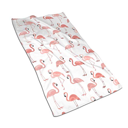 Oudrspo Pink Flamingo Handtuch Pink Flamingo Mikrofasertücher Weiches Gesichtstuch Tropical Flamingo Fingerspitzentücher für Bad Küche Dekor für Badezimmer Hotel Gym Spa Set Weißes Handtuch von Oudrspo