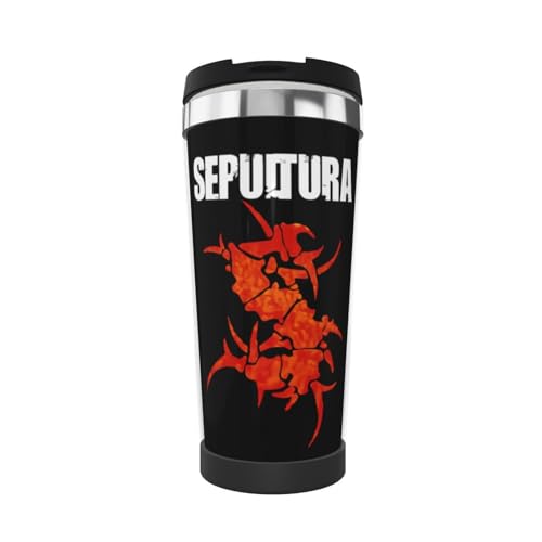 Oudrspo Sepultura Isolierte Kaffeetasse mit leckerem Deckel, Doppelwand Edelstahl Reisebecher für Auto, Zuhause, Büro von Oudrspo