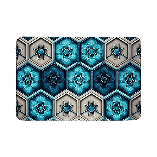 Oudrspo rutschfeste, saugfähige Super-Badematten, bequemer Flanell-Badezimmerteppich, Bettvorleger, Blaue Fliesen im Stil von Kaleidoscopi, Badezimmerteppich und Fußmatte, Größe 40,6 x 61 cm Oudrspo rutschfeste, saugfähige Super-Badematten, bequemer Flanell-Badezimmerteppich, Bettvorleger, Blaue Fliesen im Stil von Kaleidoscopi, Badezimmerteppich und Fußmatte, Größe 40,6 x 61 cm von Oudrspo