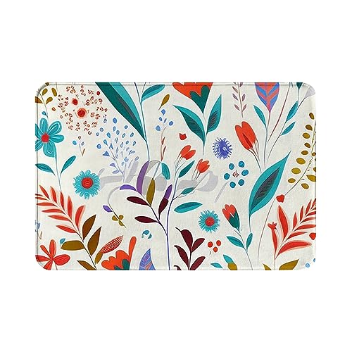 Oudrspo rutschfeste, saugfähige Super-Badematten, bequemer Flanell-Badezimmerteppich, Bettvorleger, Bunte Blumen, Pflanzen, Blumen, Badezimmerteppich und Fußmatte, Größe 40,6 x 61 cm Oudrspo rutschfeste, saugfähige Super-Badematten, bequemer Flanell-Badezimmerteppich, Bettvorleger, Bunte Blumen, Pflanzen, Blumen, Badezimmerteppich und Fußmatte, Größe 40,6 x 61 cm von Oudrspo