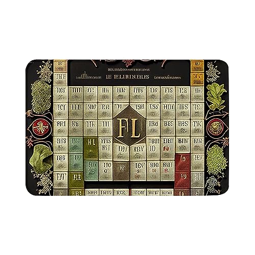 Oudrspo rutschfeste, saugfähige Super-Badematten, bequemer Flanell-Badezimmerteppich, Bettvorleger, Periodensystem der Elemente, Badezimmerteppich und Fußmatte, Größe 40,6 x 61 cm von Oudrspo