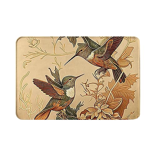 Oudrspo rutschfeste, saugfähige Super-Badematten, bequemer Flanell-Badezimmerteppich, Bettvorleger mit Kolibris und Blättern, Badezimmerteppich und Fußmatte, Größe 40,6 x 61 cm Oudrspo rutschfeste, saugfähige Super-Badematten, bequemer Flanell-Badezimmerteppich, Bettvorleger mit Kolibris und Blättern, Badezimmerteppich und Fußmatte, Größe 40,6 x 61 cm von Oudrspo