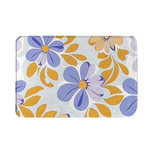 Oudrspo rutschfeste, weiche Flanell-Fußmatte, Boden-Eingänge, Außen- und Innenbereich, Haustürmatte, Badematte mit niedlichem Blüten- und Blumenmuster, Größe 40,6 x 61 cm von Oudrspo