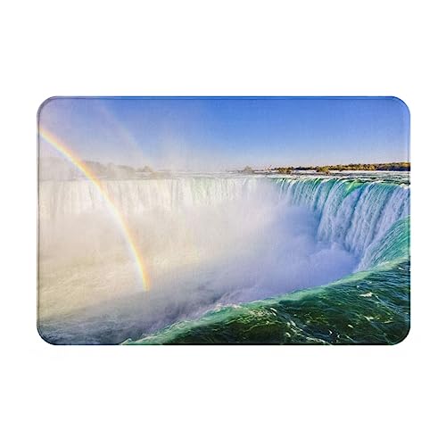 Oudrspo rutschfeste Flanellmatte mit Wasserfall- und Regenbogenmotiv, 40,6 x 61 cm, rutschfeste Eingangsmatte für den Innen- und Außenbereich Oudrspo rutschfeste Flanellmatte mit Wasserfall- und Regenbogenmotiv, 40,6 x 61 cm, rutschfeste Eingangsmatte für den Innen- und Außenbereich von Oudrspo