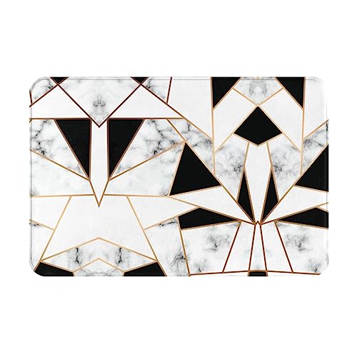 Oudrspo rutschfeste Flanellmatte mit schwarzer und weißer Marmorstruktur, 40,6 x 61 cm, rutschfeste Eingangsmatte für den Innen- und Außenbereich Oudrspo rutschfeste Flanellmatte mit schwarzer und weißer Marmorstruktur, 40,6 x 61 cm, rutschfeste Eingangsmatte für den Innen- und Außenbereich von Oudrspo