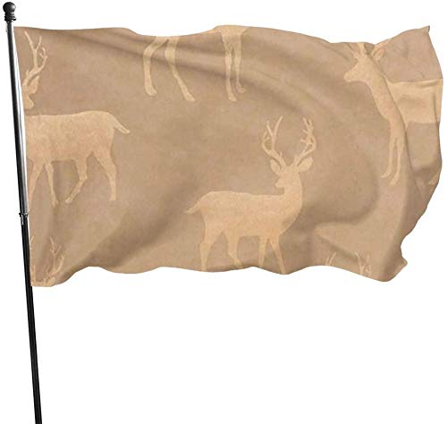 Outdoor-Hirsche auf beigem Hintergrund, Gartenflagge, Familienfeier-Flagge, 3 x 5 Fuß, Dekorationen für Zuhause im Freien von Oudrspo