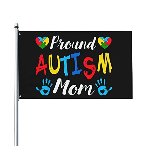 Proud Autism Mom Awareness Flag 3x5 Ft One Side Outdoor Farmhouse Yard Sign Garden Dekorative Flagge mit Messingösen von Oudrspo