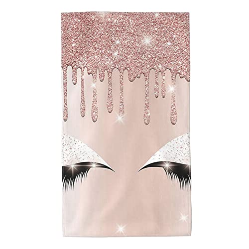 Roségoldene Glitzer-Handtücher mit wunderschönen Wimpern, ultraweiches Gesichtshandtuch, Mikrofaser, sehr saugfähige Handtuch-Waschlappen für Badezimmer, Küche, Fitnessstudio und Spa, 40,6 x 69,9 cm von Oudrspo