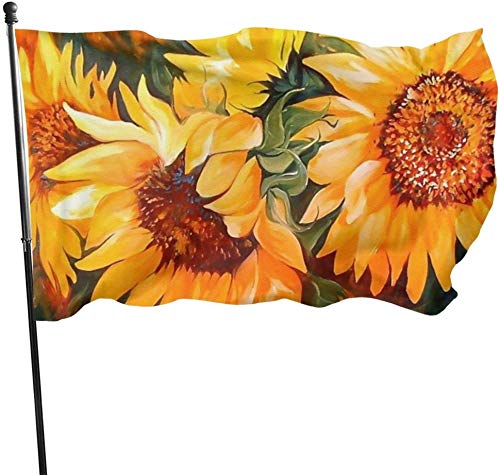 Saisonale Ölgemälde-Sonnenblumen-Gartenflagge, Yard-Flagge 3 x 5 Fuß Dekorationen für Zuhause im Freien von Oudrspo
