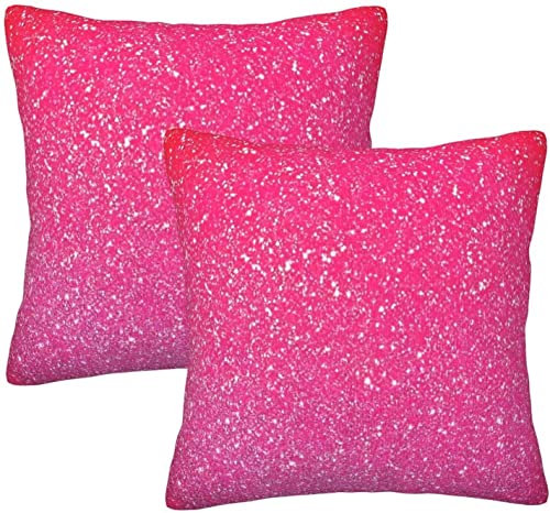 Set mit 2 funkelnden rosa roten Glitzer-Ombre-Home-Deko-Kissenbezügen, Kissenbezügen für Schlafzimmer, Sofa, Wohnzimmer, 45,7 x 45,7 cm von Oudrspo