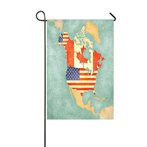 US-Kanada-Umrisskarte Nordamerika Outdoor-Flagge für Zuhause, Party, Garten, Dekoration, 30,5 x 45,7 cm von Oudrspo