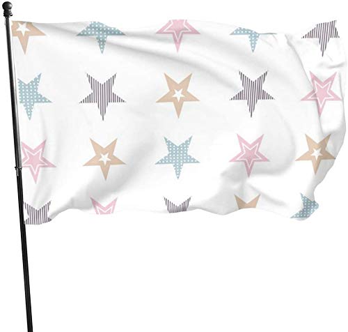 Wetterbeständige bunte Sternmuster-Gartenflagge, Yard-Flagge 3 x 5 ft Dekorationen für Zuhause im Freien von Oudrspo