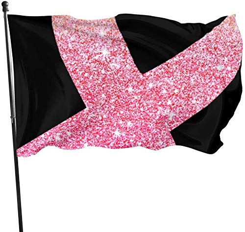 Wetterfeste Brustkrebs-Aufklärungs-Glitter-Gartenflagge, Yard-Flagge 3 x 5 ft Dekorationen für Zuhause im Freien von Oudrspo