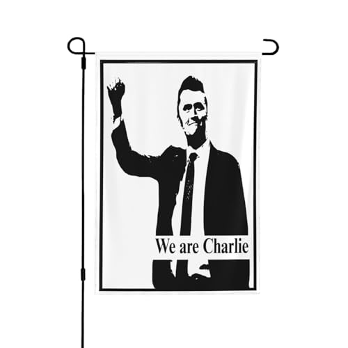 Wir sind Charlie Kirk Flagge Tribute Hero Charlie Kirk 12 x 18 Gartenbanner doppelseitig für Hof Terrasse Rasen Dekor keine Flaglope von Oudrspo