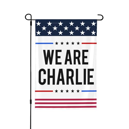Wir sind Charlie Kirk Flagge Tribute Hero Charlie Kirk 12 x 18 Gartenbanner doppelseitig für Hof Terrasse Rasen Dekor keine Flaglope von Oudrspo