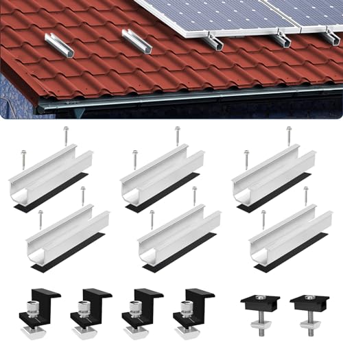 Oududianzi Halterung für Solarmodul Flachdach, PV Modul Montage set, Verstellbare Klemme für 30-35mm Module, Solar Halterung Ziegeldach, Solarpanel PV Modul Halterung für Flachdach und Trapezdach von Oududianzi