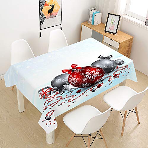 Ouduo 3D Weihnachten Tischdecke Wasserdicht Polyester Rechteckig, Pflegeleicht Fleckschutz Ölfest Abwaschbar Mehrzweck Bedruckte Tischdecke für Home Küche Dekoration (Weihnachtsdekoration,140x160cm) von Ouduo