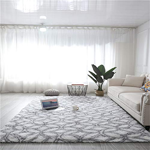 Ouduo Teppiche Wohnzimmer Modern, Indoor Langflor Carpet Fluffy Anti-Skid Super Soft Area Shaggy Teppich Hochflor, für Schlafzimmer Wohnzimmer Kinderzimmer Decor Boden (Weiße Kupfermünze,160*200cm) von Ouduo