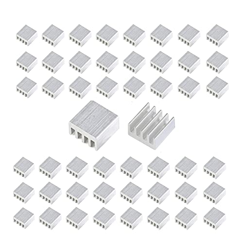 50 Stück Aluminium-Kühlkörper, 8,8 x 8,8 x 5 mm, geeignet für CPU-Elektronik-Chip-Wärmeleitungsblock, LED-Kühlkörper usw. von Oufdj-iPro